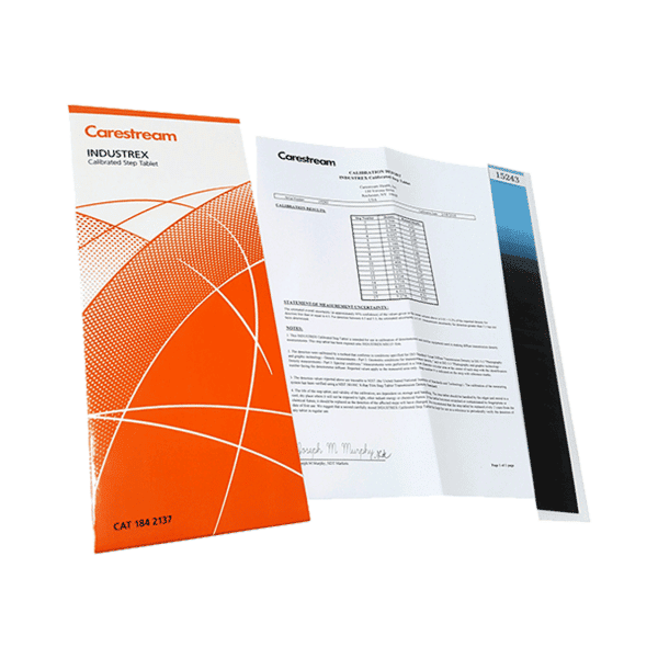 Carestream density strip featuring a white background