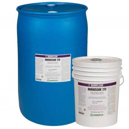 Magnaflux Daraclean 212, Neutral Aqueous Cleaner shown in 5 and 55 gallons