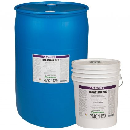 Magnaflux Daraclean 282, Alkaline Aqueous Cleaner shown in 5 and 55 gallons