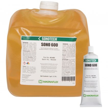 Sono 600, High Temperature Couplant, shown in 4oz tube and 1 gallon container