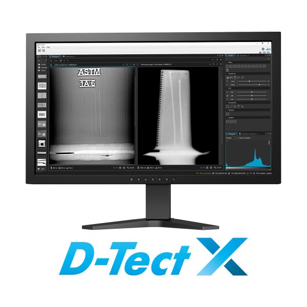 Logo of d-tect x displayed prominently against a simple background and computer