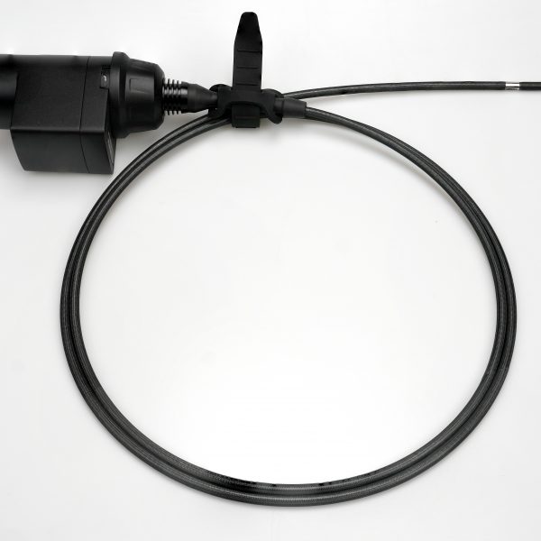 close-up view of a Black and red probe (scope)